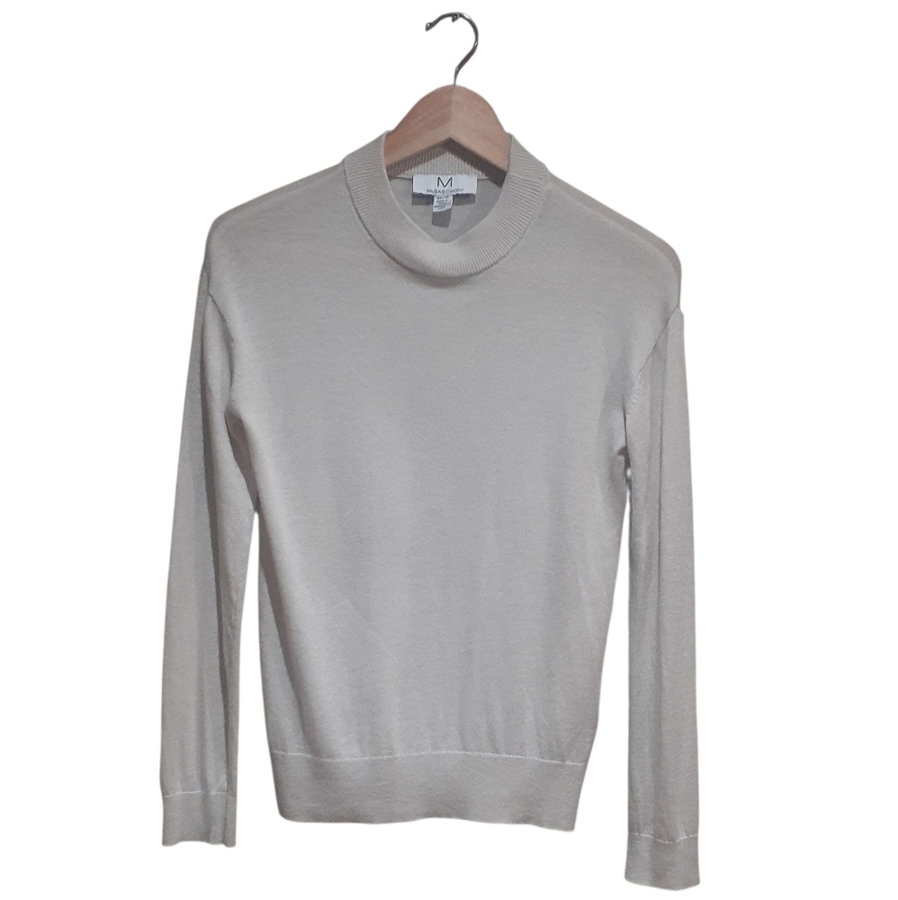 M Magaschoni Women's Beige Lonf Sleeve Sweater Cashmere Blend Size XS